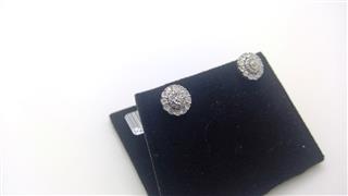Gold-Diamond Earrings DIAMOND 23 Diamonds .023 Carat T.W. 14K White Gold 1.8g